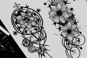 space, constellations, stars, flower (thale cress) tattoo idea