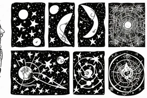 space, constellations, stars, flower (thale cress) tattoo idea