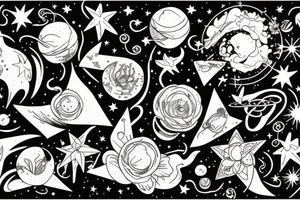 space, constellations, stars, flower (thale cress) tattoo idea