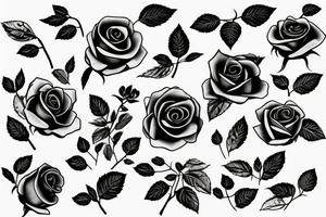 4 roses on stem with leaves tattoo idea