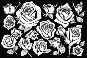 4 roses on stem with leaves tattoo idea