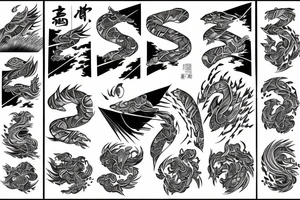 kaizen japanese writings with lightnings tattoo idea