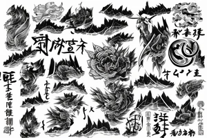kaizen japanese writings with lightnings tattoo idea
