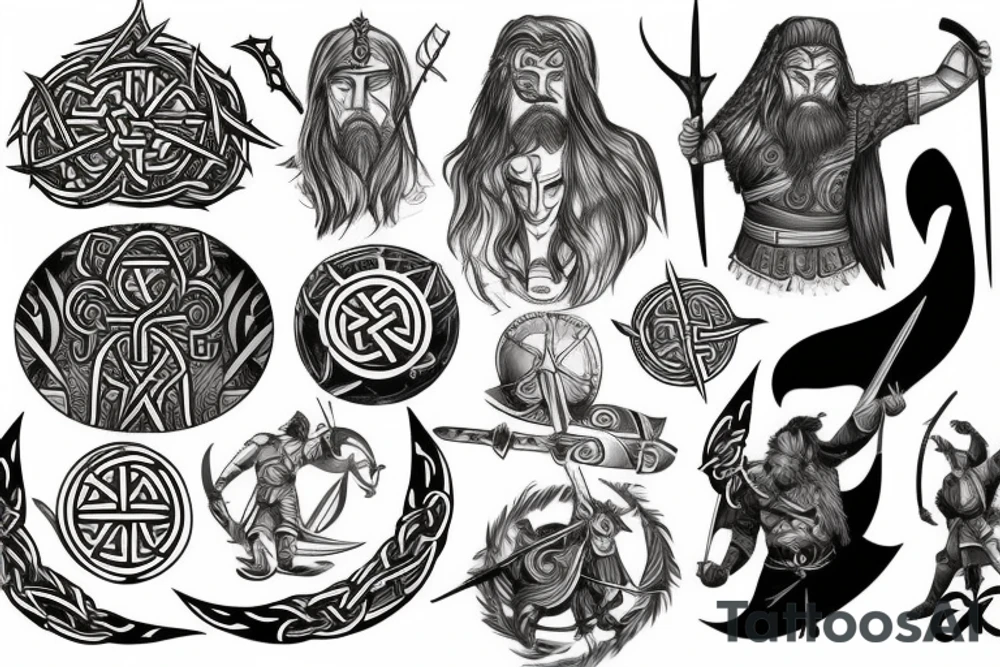 Norse mythological warrior tattoo idea