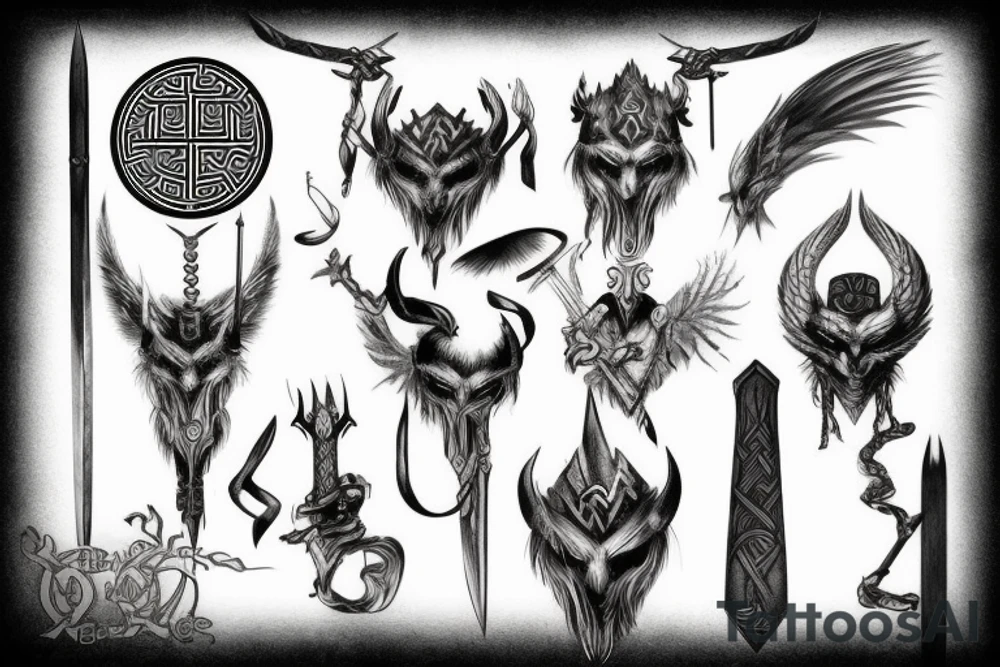 Norse mythological warrior tattoo idea