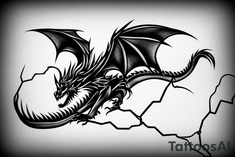 dragon in barbed wire tattoo idea