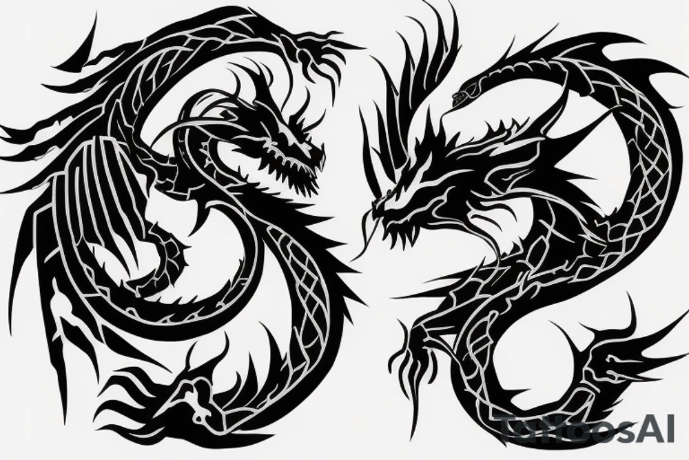 dragon in barbed wire tattoo idea