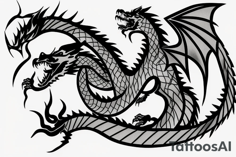 dragon in barbed wire tattoo idea