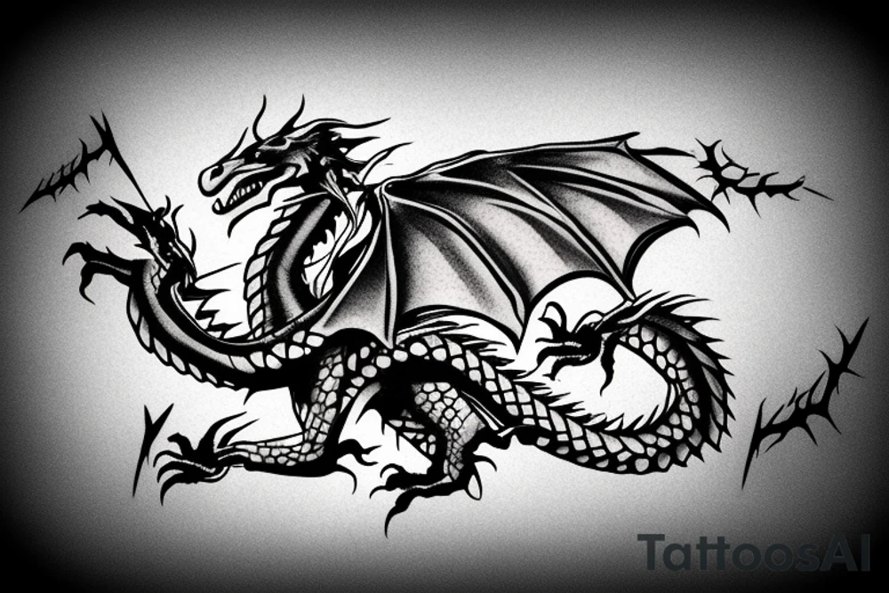 dragon in barbed wire tattoo idea