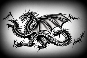 dragon in barbed wire tattoo idea