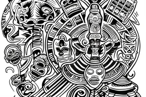 Mayan totem with aliens tattoo idea