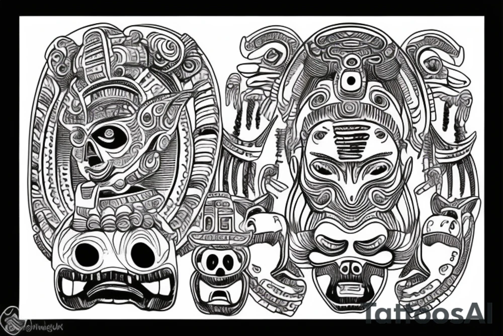 Mayan totem with aliens tattoo idea
