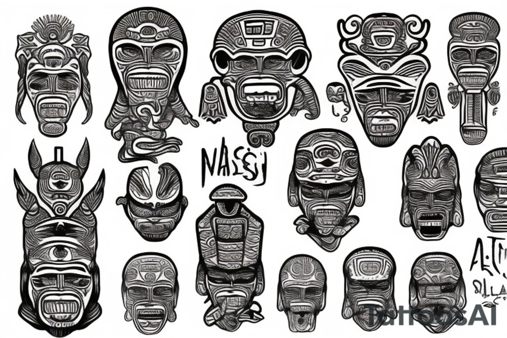 Mayan totem with aliens tattoo idea