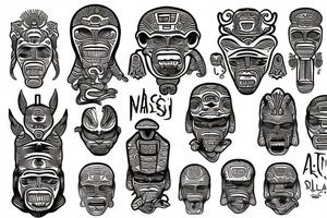 Mayan totem with aliens tattoo idea