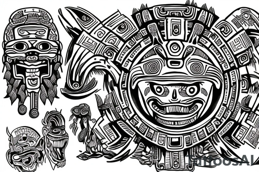 Mayan totem with aliens tattoo idea