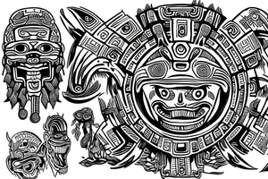 Mayan totem with aliens tattoo idea