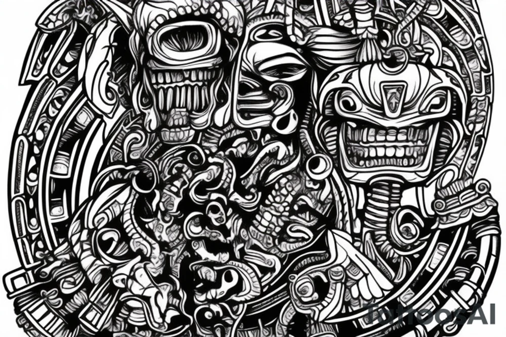 Mayan totem with aliens tattoo idea