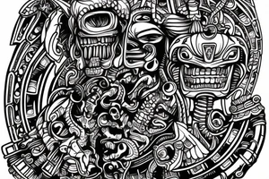 Mayan totem with aliens tattoo idea
