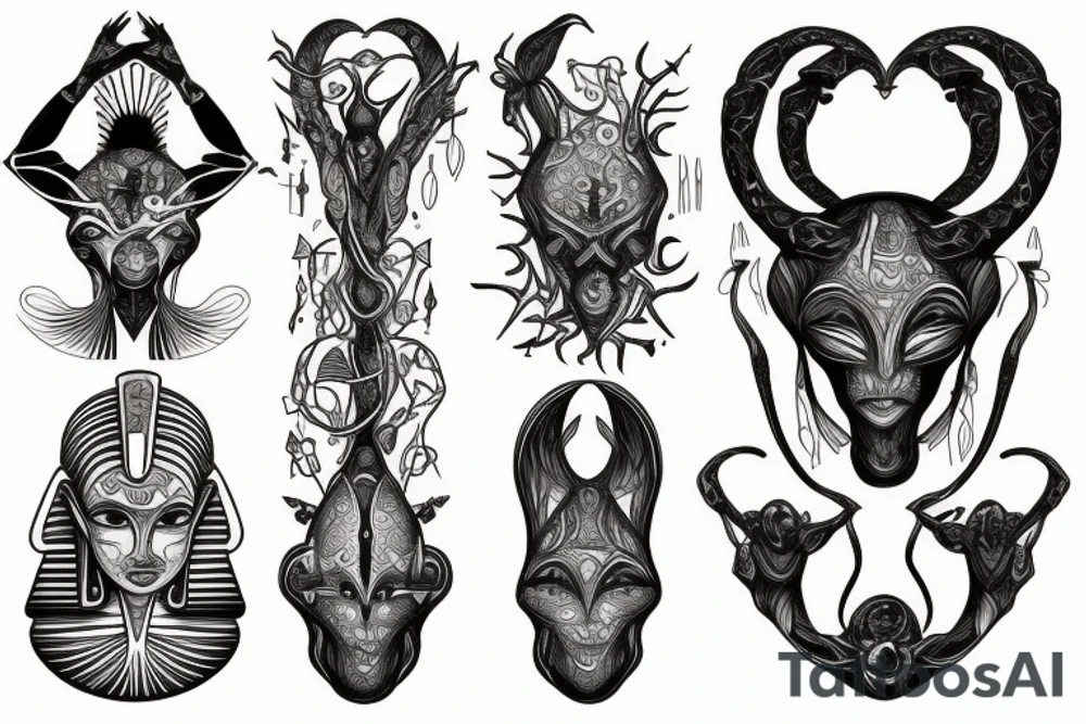 Egyptian alien yggdrasil tattoo idea