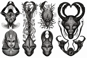 Egyptian alien yggdrasil tattoo idea