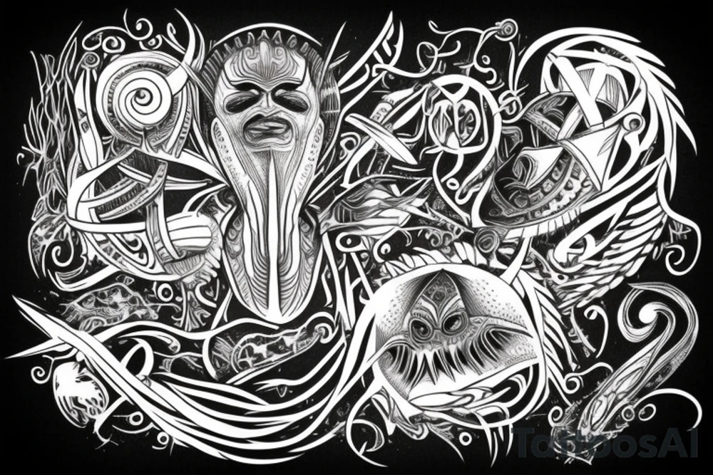 Egyptian alien yggdrasil tattoo idea