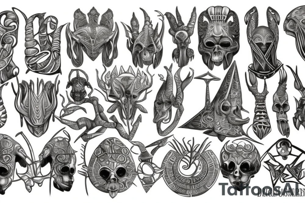 Egyptian alien yggdrasil tattoo idea