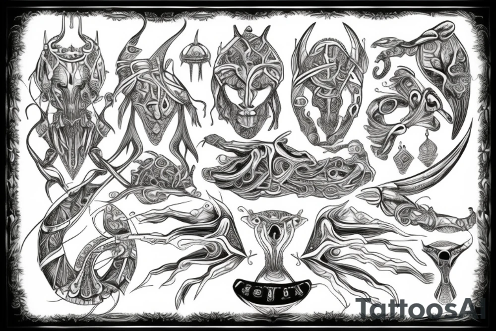 Egyptian alien yggdrasil tattoo idea