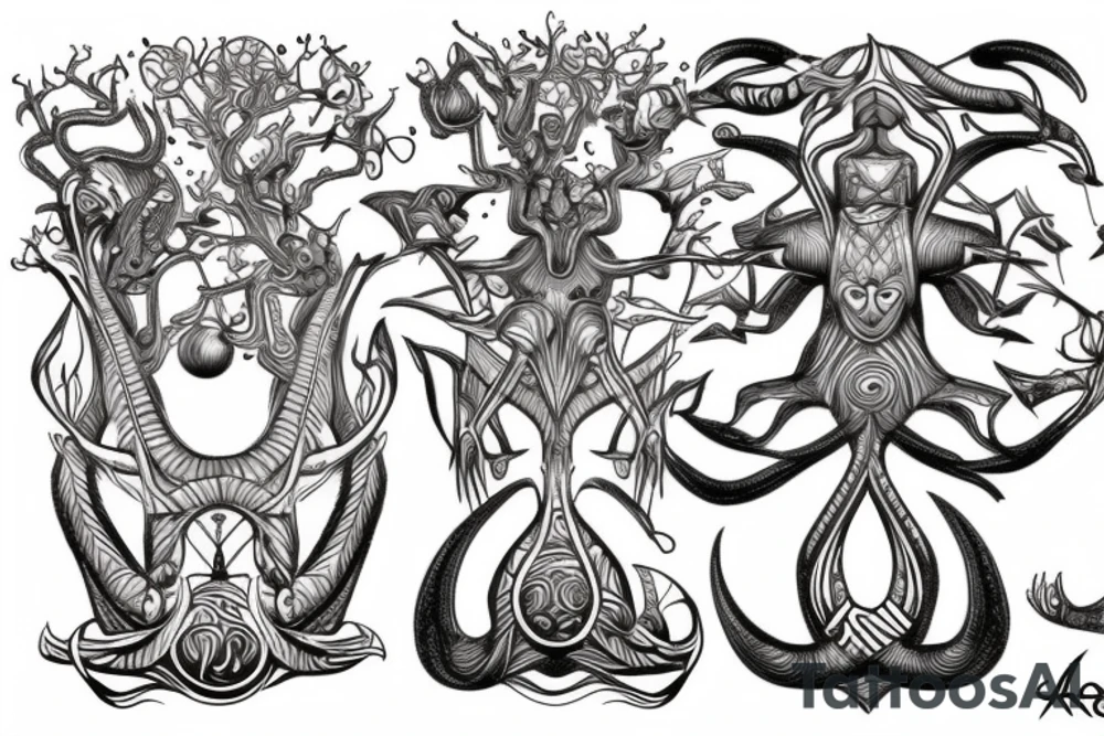 Egyptian alien yggdrasil tattoo idea