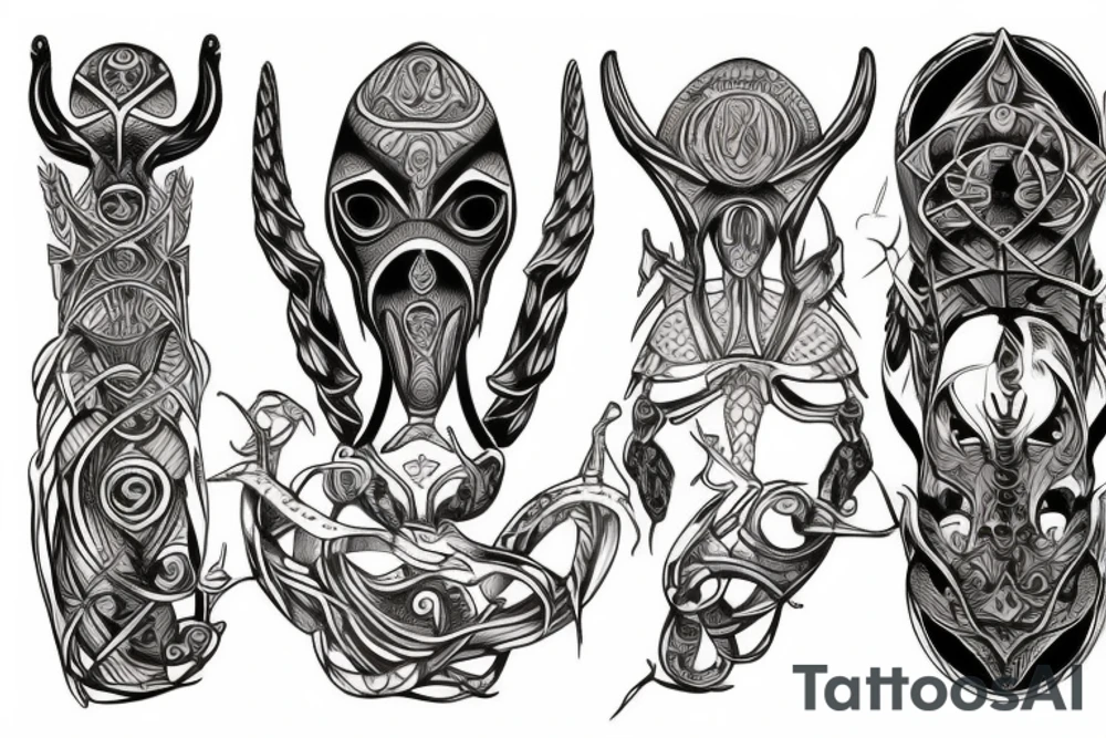 Egyptian alien yggdrasil tattoo idea