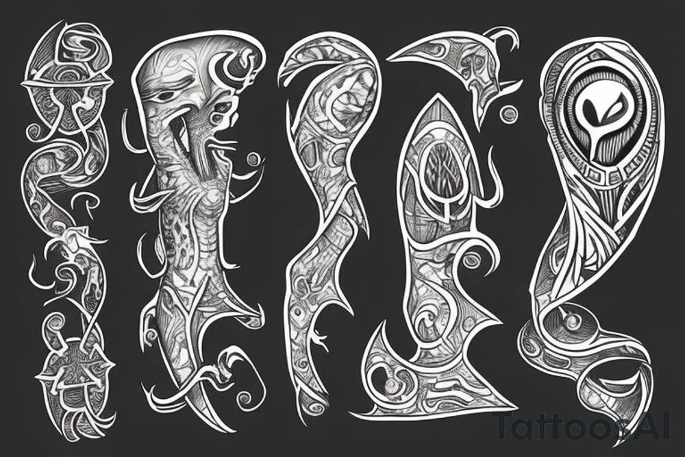 Egyptian alien yggdrasil tattoo idea