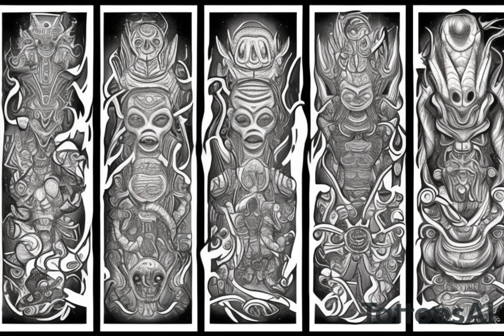 Mayan alien yggdrasil tattoo idea