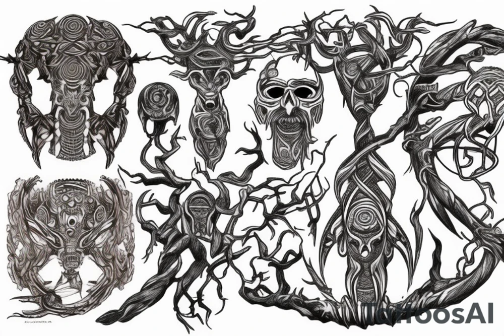 Mayan yggdrasil tattoo idea