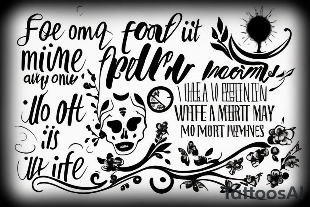 The following quote: "Life is not perfect but some moments are worth living for" tattoo idea