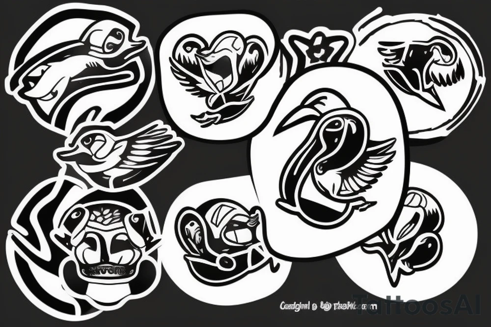 green duck playing football tattoo idea