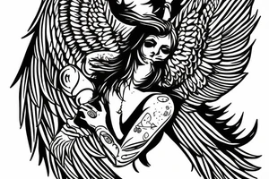 Warrior angel named Gabriel tattoo idea