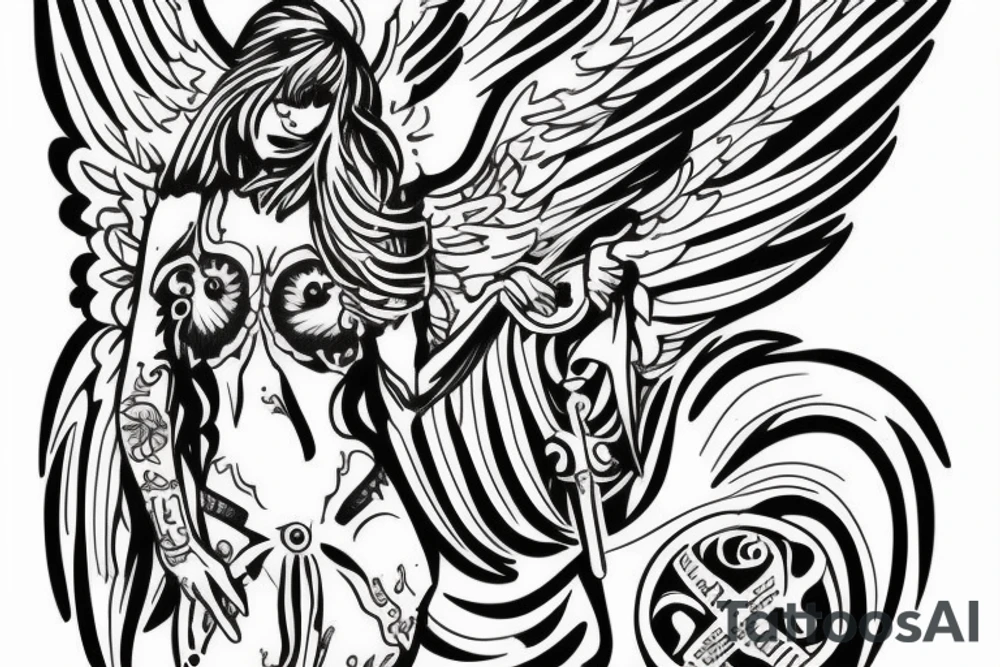 Warrior angel named Gabriel tattoo idea