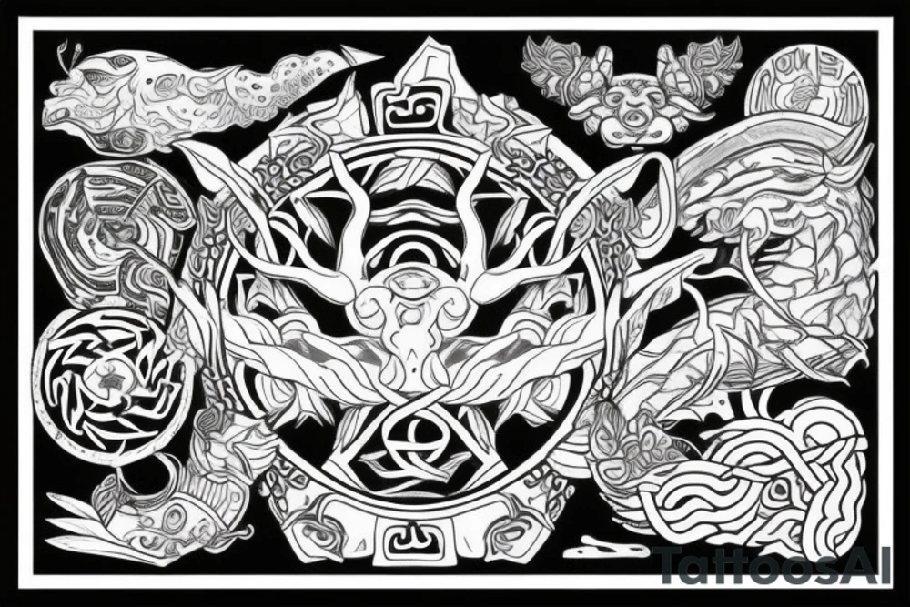 Mayan yggdrasil tattoo idea