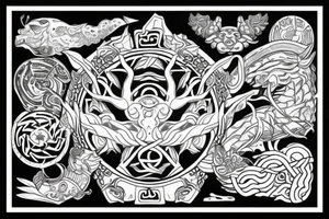 Mayan yggdrasil tattoo idea