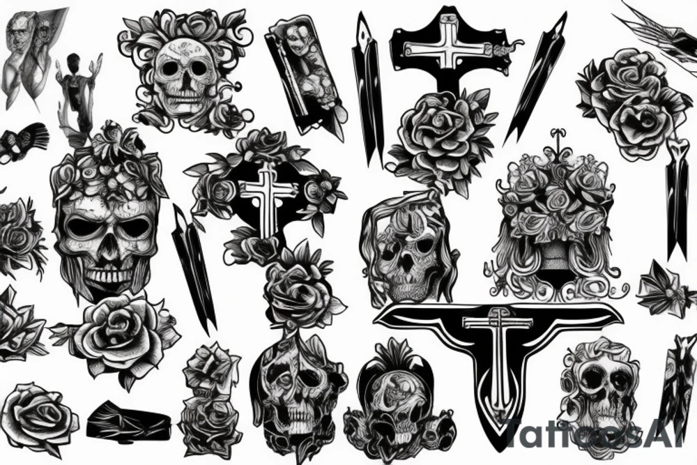 Cross and coffin tattoo idea