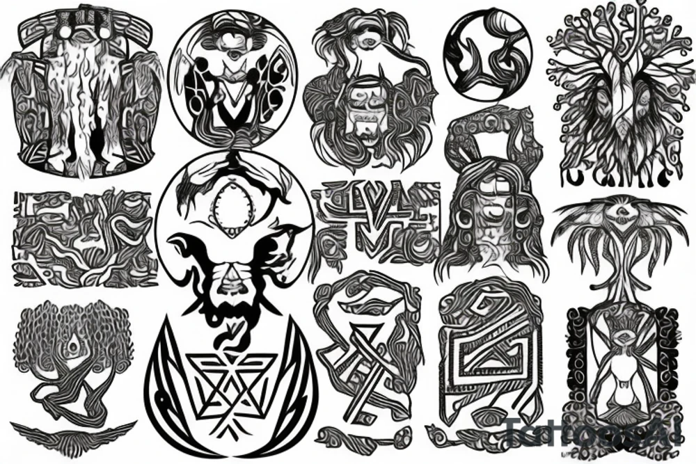 Mayan yggdrasil tattoo idea