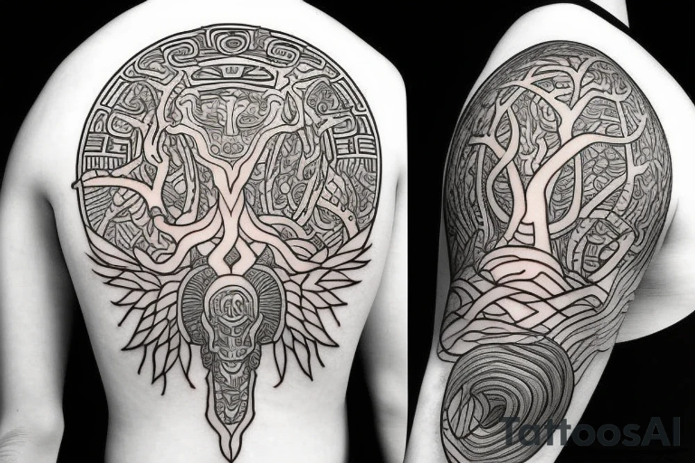Mayan yggdrasil tattoo idea