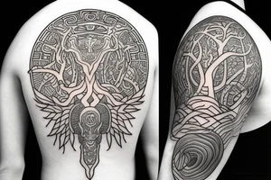 Mayan yggdrasil tattoo idea