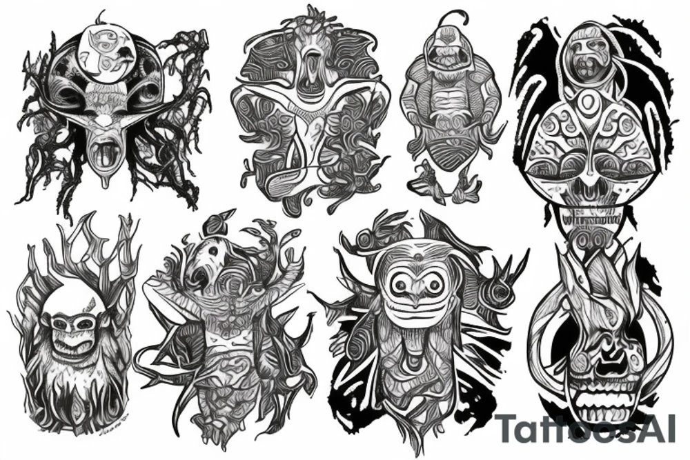 Mayan alien yggdrasil tattoo idea