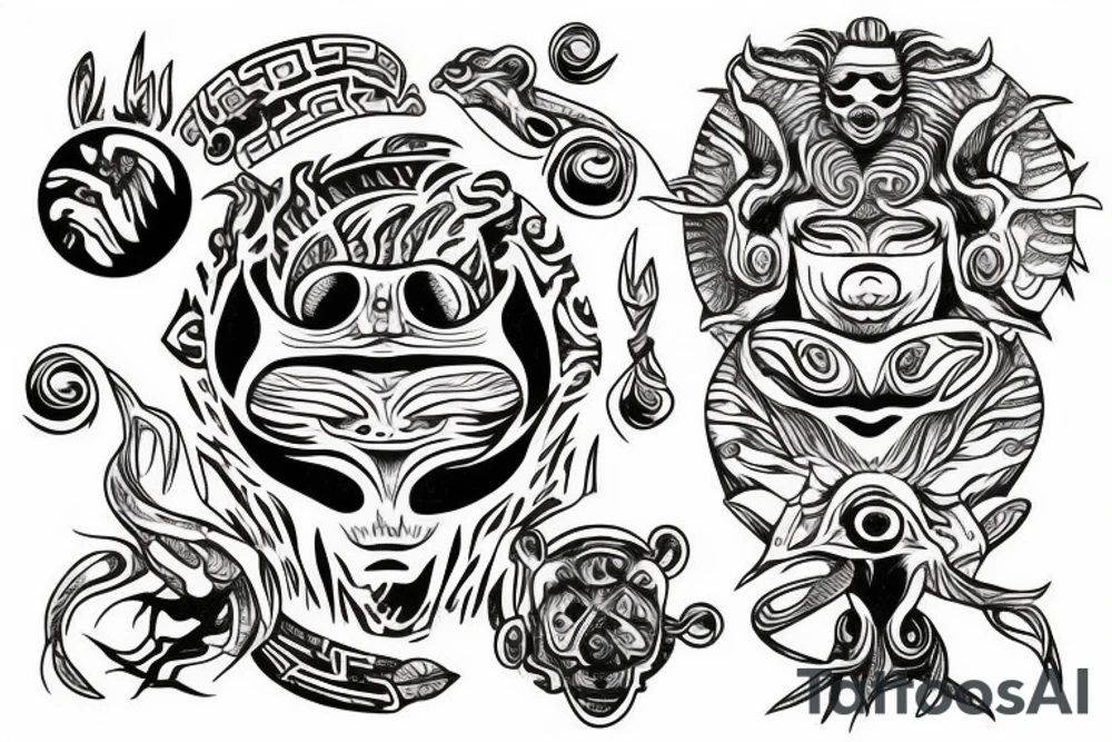 Mayan alien yggdrasil tattoo idea