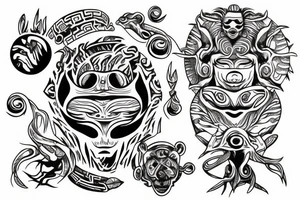 Mayan alien yggdrasil tattoo idea