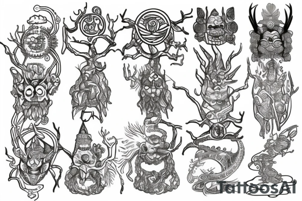 Mayan alchemist yggdrasil tattoo idea