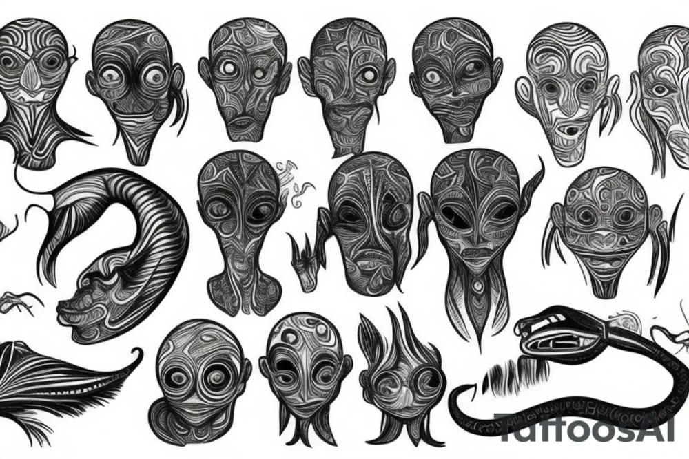 Psychedelic alien tattoo idea