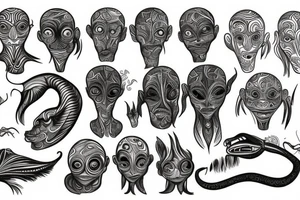 Psychedelic alien tattoo idea