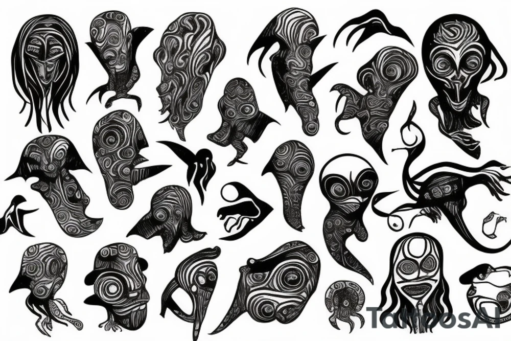 Psychedelic alien tattoo idea