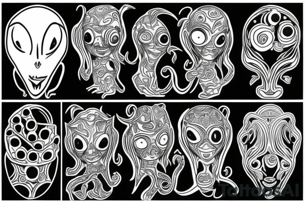 Psychedelic alien full body tattoo idea